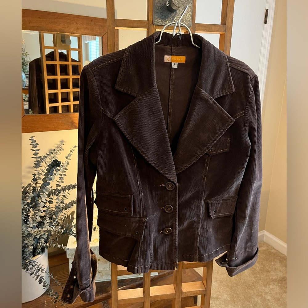 TULLE brown corduroy jacket with grommet accents